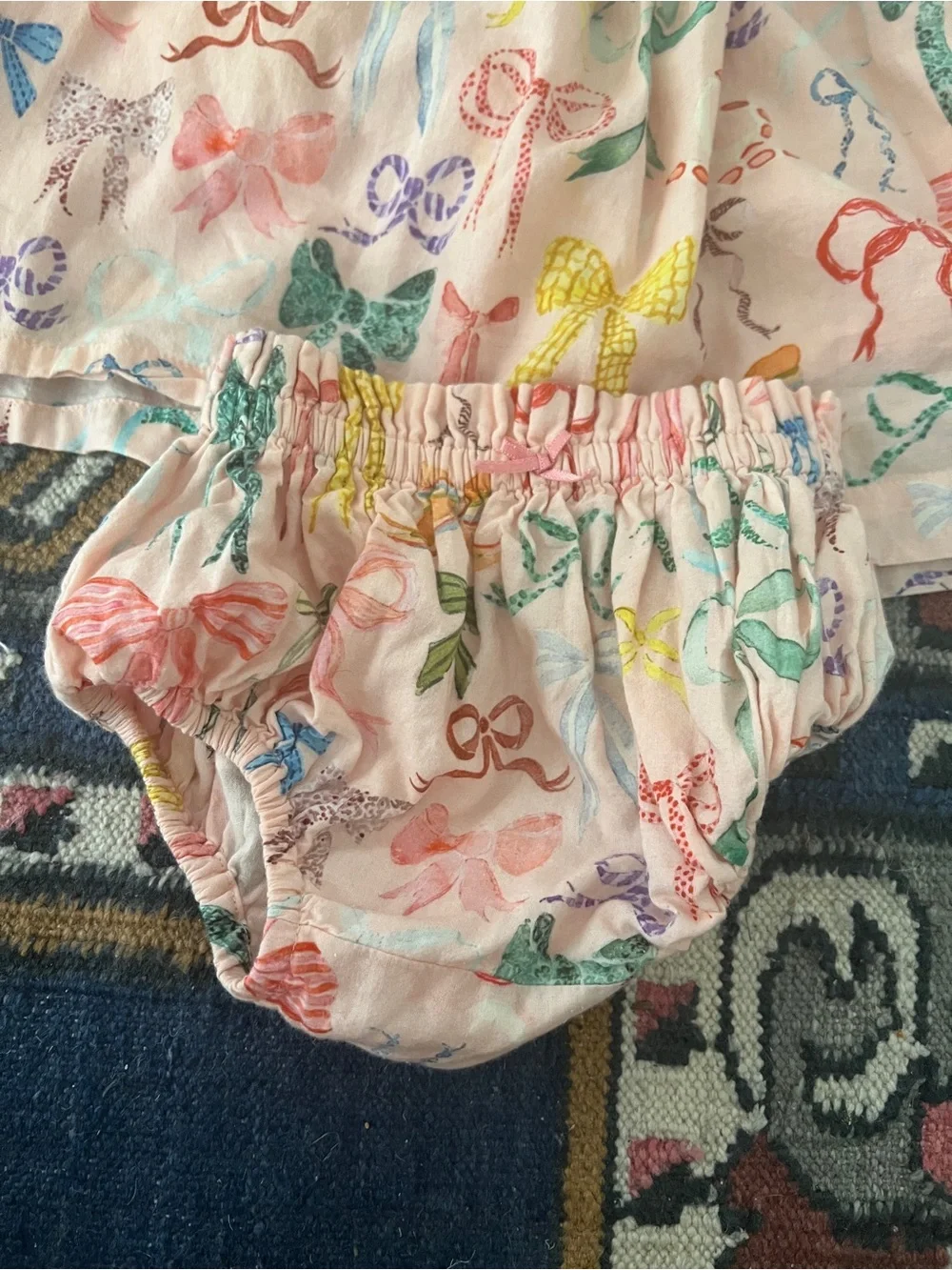 Pink Chicken Girls' Pastel Bow-Print Dress in Pink, Blue, Green